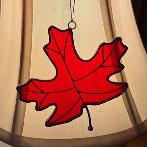 Red Stained Glass Maple Leaf Suncatcher